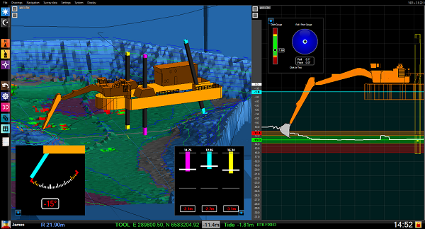 Dredge master backhoe software - Top and side view